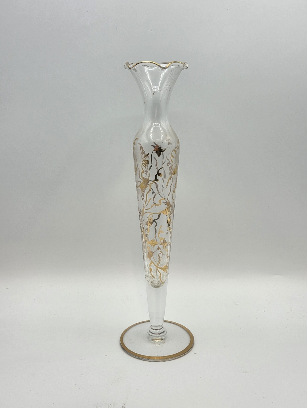 Vintage Gold Overlay 10 Inch Bud Vase